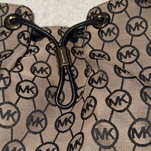 Michael Kors Beige and Black Logo Drawstring Bag Like NEW!!!